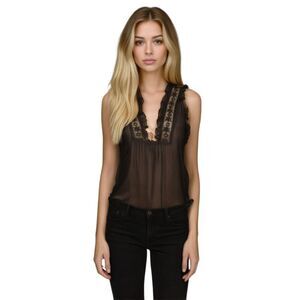 Gossard Artemis Vintage 80’s Black Lace Sheer Nightie Top Size S Petite